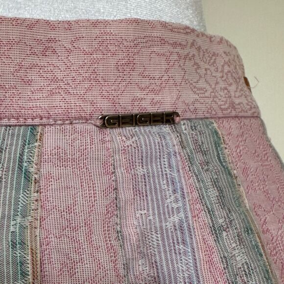 Vintage Geiger Pastel Midi Skirt Size 4 Pink Striped Pleated Cottage Grandma - Picture 6 of 8